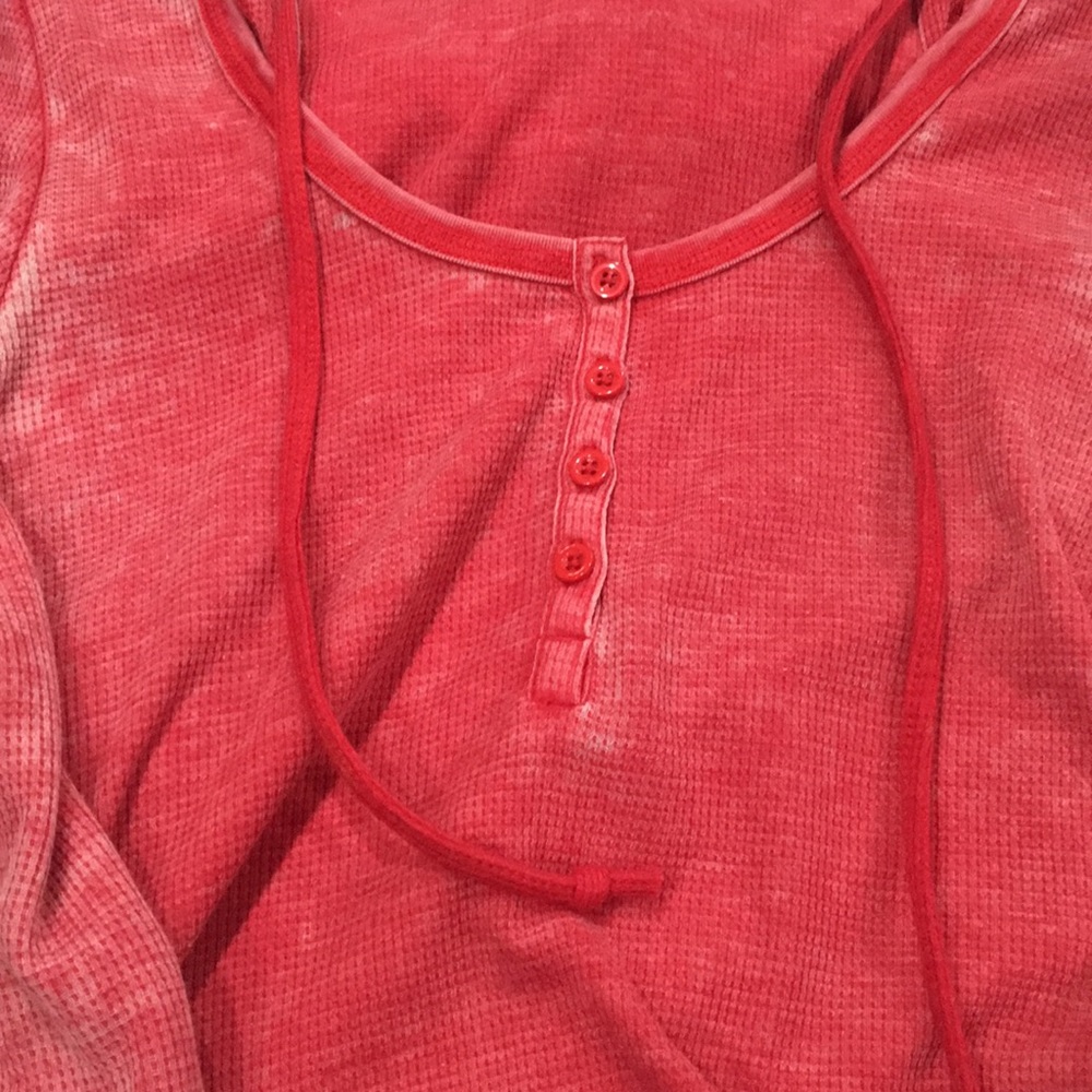 Roxy distressed thermal henley hoodie size S